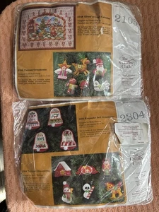 Christmas Ornaments 2304 & 2105 VTG Creative Circle Crewel Needlework Kit NOS - Picture 1 of 3