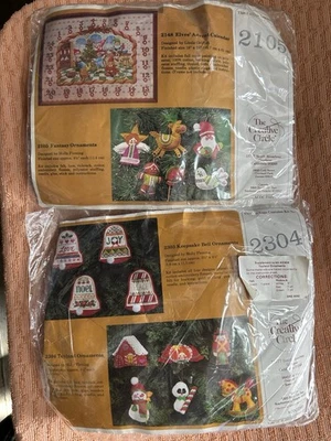 Christmas Ornaments 2304 & 2105 VTG Creative Circle Crewel Needlework Kit NOS - Image 1 of 3