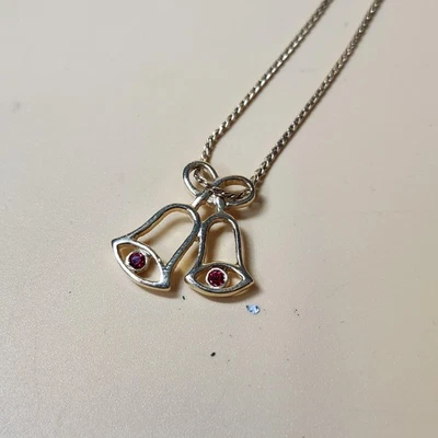 Collar Campana Trifari Vintage Tono Dorado Rojo Estrás Colgante Vacaciones 18 Pulgadas Foto 1 de 4