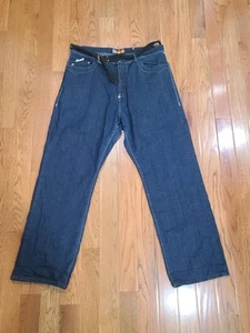 Akademiks Jeans Mens 40 Raw Denim Straight Leg Embroidered Hip Hop 90s - Picture 1 of 18