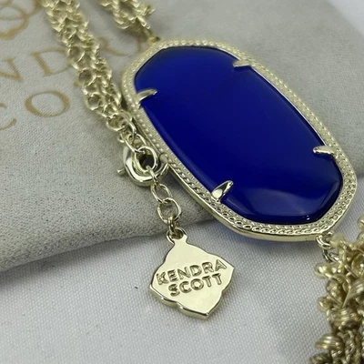Collar Colgante Kendra Scott Rayne Borla Azul Cobalto Tono Dorado. PERFECTO Foto 1 de 4
