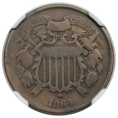 1864 Two Cent Piece, Small Motto, NGC VG10 - Image 1 of 4