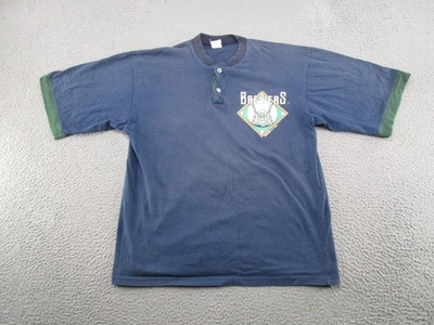 Camiseta De Colección 1994 Milwaukee Brewers Henley MLB Gráfica Para Hombre Talla L Años 90 Azul Foto 1 de 4