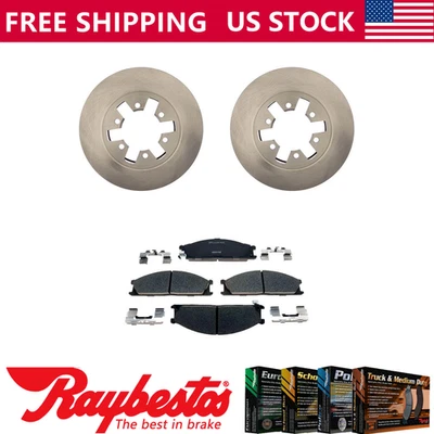 Kit de rotores de freno delanteros + pastillas de cerámica y herrajes para 1990-1994 D21 - Raybestos Foto 1 de 4