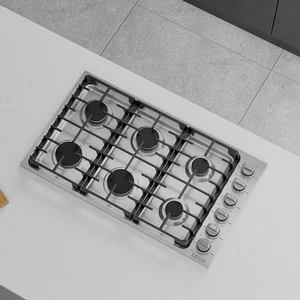 36 in. Gas Cooktop in Stainless Steel with 6 Burners Including Power Burners - Picture 1 of 12