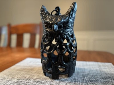 Candelabro colgante vintage de hierro fundido OWL linterna de jardín de 10"  Foto 1 de 4