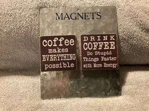 Coffee Magnet Set Memo Holder Refrigerator Magnets Coffee Lover NWT - Picture 1 of 2