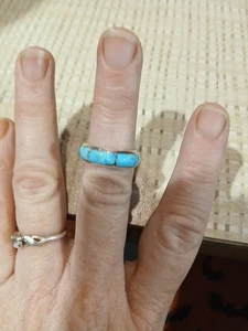 Larimar 925 Sterling Silver Ring Prefect Gift To Say I Love You ❤️ Plus Earings - Picture 1 of 3
