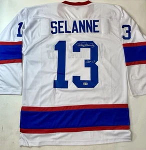 Teemu Selanne Signed Winnipeg Jets Custom Pro Style Jersey W/ HOF COA  Beckett - Picture 1 of 4