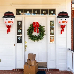 2 PIEZAS Cubiertas de Luz de Porche Muñeco de Nieve de Navidad, Grandes, para Luces de Porche/Garaje NUEVO - Imagen 1 de 6