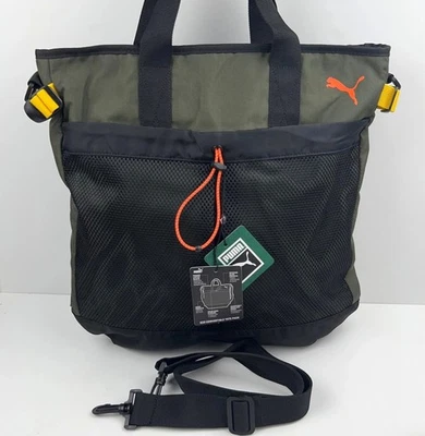 Bolsa tote conversível ecológica PUMA Messenger verde exército laptop nova com etiquetas - Imagem 1 de 4