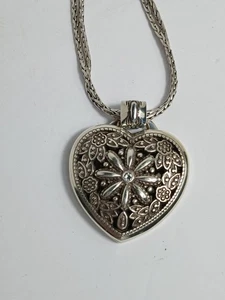 Brighton Floral Heart Locket Long Add Photo Pendant Necklace 34" Adjustable D2 - Picture 1 of 10