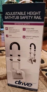 Drive Medical Clamp-On Adjustable Bathtub Grab Bar & Bathtub Safety Rail, White - Picture 1 of 5