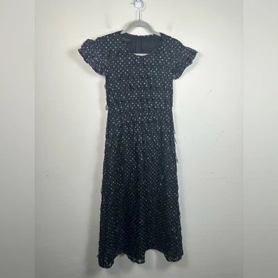 Elegante Vestido Midi Giambattista Valli Blanco y Negro Corte Seda Volantes Manga Foto 1 de 4