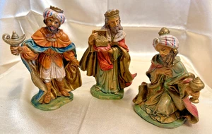 Vintage Italien Drei Weise Männer Krippe Set Resin Figuren handbemalt 6 in Weihnachten - Bild 1 von 5