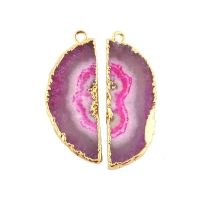 Unique Design Purple Half Solar Quartz Gold Plated DIY Earring Connector Pairs - Image 1 of 3