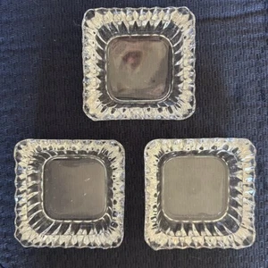 "Ceniceros cuadrados de vidrio transparente vintage 3 bordes de diente de sierra para baratija 3"" excelente" - Imagen 1 de 5