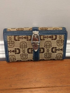 Authentic Gucci Canvas with Blue Leather Long Wallet - Picture 1 of 21