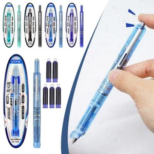 Fountain Pen Retractable Ink Transparent Barrel Includes 5 Refillable Ink GX - Picture 1 of 27