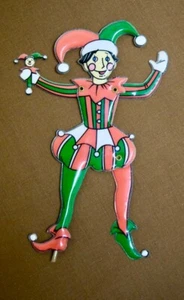 Vintage two-sided plastic moveable toy harlequin jester /clown, Applause brand - Picture 1 of 5