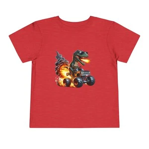 Dino Monster Toddler Tee, Kids T-Shirt, Boys Shirt, Jurassic Short Sleeve Top, - Picture 1 of 65