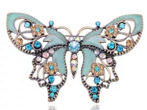 Fashion Antique Peach Rhinestones Vintage Butterfly Insect Wedding Brooch Pin US - Picture 1 of 4