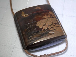 Rare antique 4-case lacquer inro, poss HEISHUSAI - Imagen 1 de 8