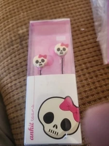 Nuevos Auriculares Ankit Toons Dama Calavera Rosa Lazo - Imagen 1 de 2