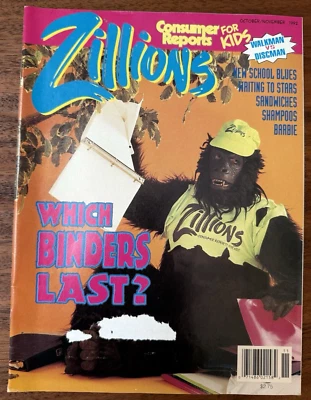 Vintage Oct/Nov 1992 Zillions Magazine Binders Barbie Kids Consumer Report Foto 1 de 4