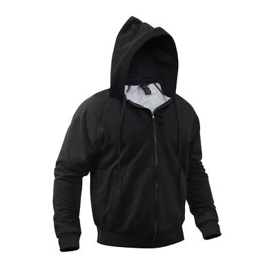 BLACK MENS ROTHCO 6260 TERMAL-LINED ZIPPER HOODED SWEATSHIRTS JACKET SIZE S-3X - Image 1 of 3