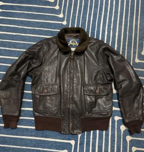 Vintage Navy Issue Cooper Type G-1 Leather Flight Bomber Jacket 42 80's Usn M - Picture 1 of 13