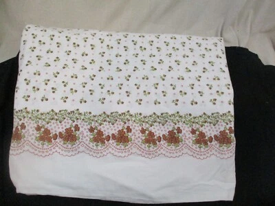 Vtg German Cotton Baumwolle Twin Duvet White LIttle Brown Flowers Button Closure - Image 1 of 4