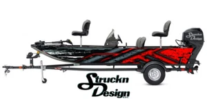 Retro Tech Black Grey Red Angled Vinyl Graphic Decal Kit Fish Boat Wrap USA - Picture 1 of 1