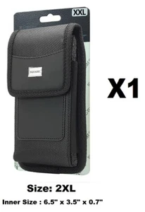 2XL Vertical Rugged Nylon Pouch with Metal Clip + Belt Loop Holster + Card Slot - Picture 1 of 1