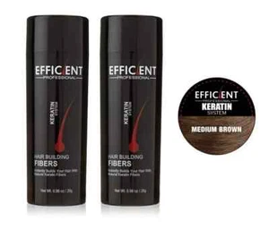 2x EFFICIENT Keratin Haarausfall Pulver Concealer Verdickung Fasern, Mittelbraun - Bild 1 von 5
