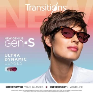 Cheapest Reglaze, Single vision 1.5 index, Anti-glare Transitions GEN S Lenses - Picture 1 of 5
