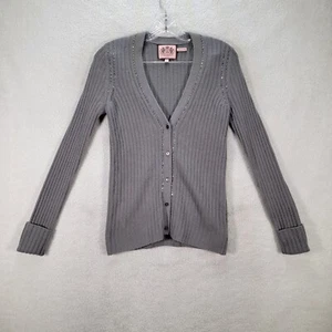 Juicy Couture Womens Sweater Size S Gray Cashmere Wool Y2K Rhinestone Cardigan - Picture 1 of 13