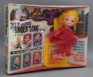 Vintage 1960's Remco Betty Ballerina Finger Ding Doll New NIB Sealed 1969 Toy - Picture 1 of 17