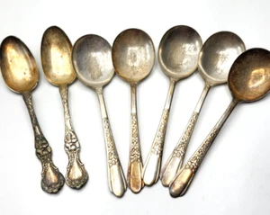 Lot of 7 Vintage Silverplated Soup Spoons George Rogers & R Wallace - Picture 1 of 6
