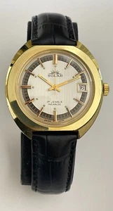 Vintage SOLAR Watch 17 Jewels Incabloc Swiss made Burgundy Time Indicators RARE - Picture 1 of 21