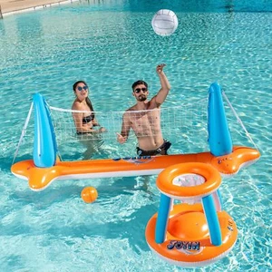 Juego flotante de piscina inflable Syncfun red de voleibol y aros de baloncesto juguete de natación - Imagen 1 de 8