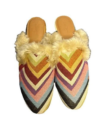 Universal Thread Bibiana Faux Fur Lined Chevron Mules Shoes Size 8.5 Rainbow - Изображение 1 из 4