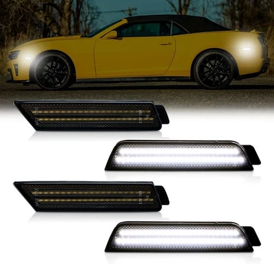 Luz marcadora lateral ahumada guardabarros blanca 4 piezas para Chevy Camaro 2010-2015 Foto 1 de 4