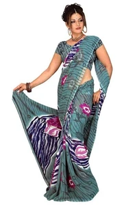 Bimala Georgette Printed Casual Saree Sari Bellydance fabric - Picture 1 of 2