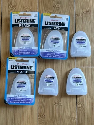 Lote de 6 Micro-Groves Dentales Listerine Saludables Blanco Menta 30 yardas ea Reach Foto 1 de 2