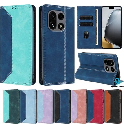 For OnePlus 15 13T 13 11 10R ACE6 Splicing Leather Wallet Case Phone Case Cover - Image 1 of 4