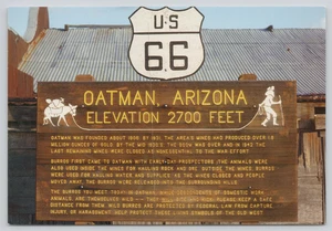 Postcard Oatman Arizona Route 66 - Historical Marker Sign - Picture 1 of 2