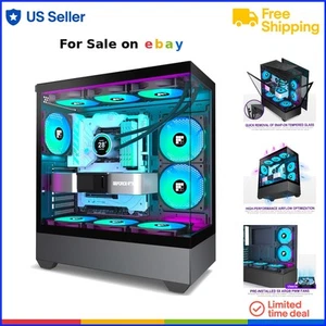 Boîtier PC Gaming Verre Trempé Noir ATX M-ATX M-ITX Cartes Mères - Photo 1/9