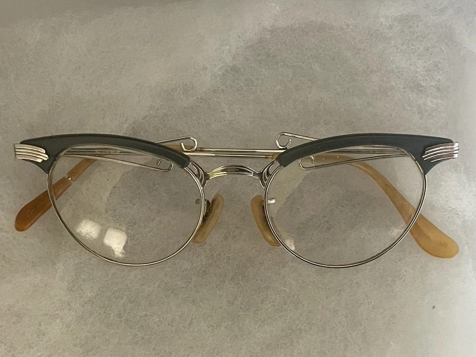 Vintage Bausch & Lomb Browline Glasses 1/10 12K GF 18-46 + Case | 1950s USA - Image 1 of 4