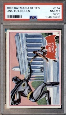 1966 Topps Batman Red Bat Series Link to Lincoln #17A NM-MT (OC) PSA 8 Pop 58 - Image 1 of 2